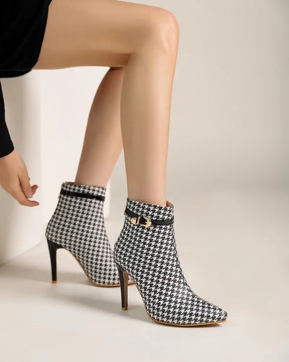 Bottines Stiletto Pied-de-Poule Sloane
