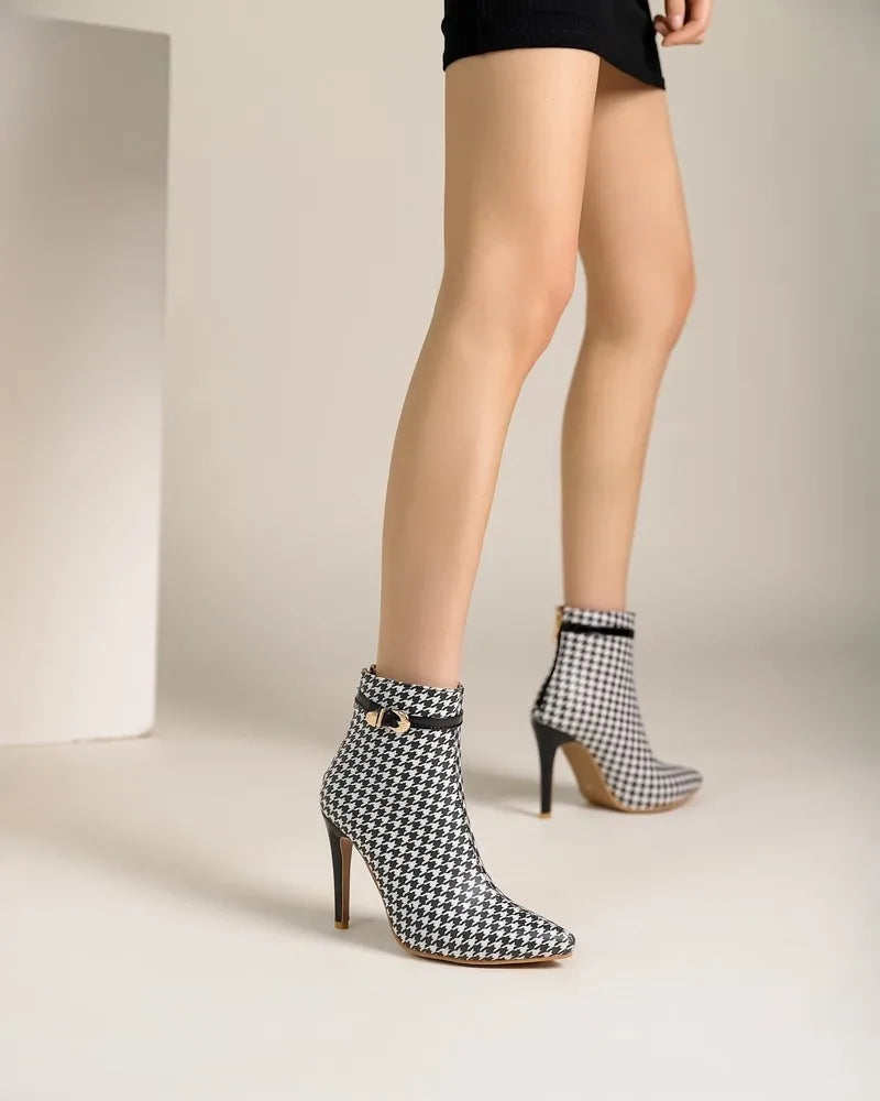 Bottines Stiletto Pied-de-Poule Sloane