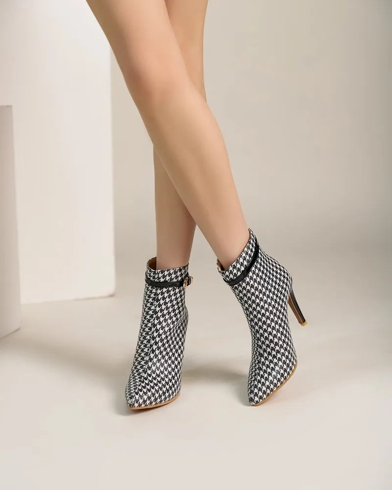 Bottines Stiletto Pied-de-Poule Sloane