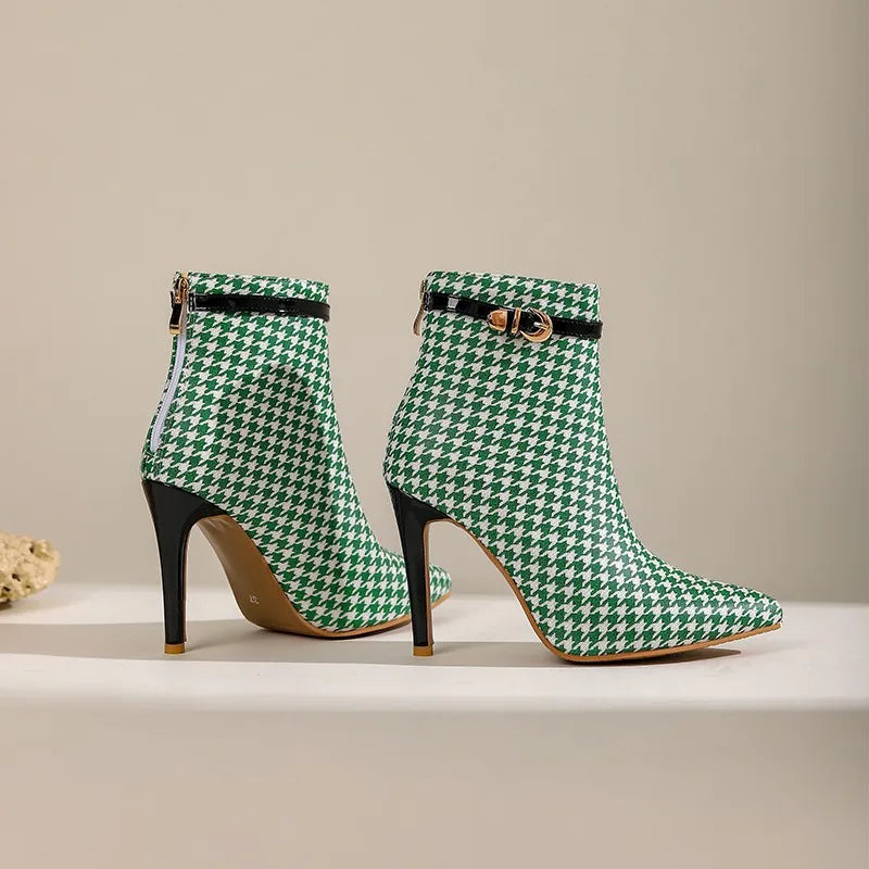 Bottines Stiletto Pied-de-Poule Sloane