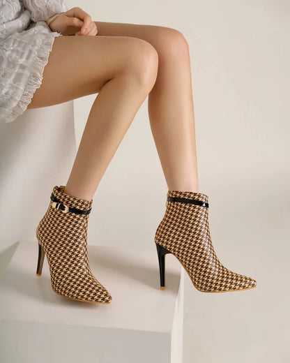 Bottines Stiletto Pied-de-Poule Sloane